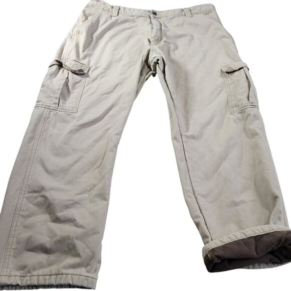 Wrangler Other - Wrangler Pants Mens 40x28.5 Tag 40x30 Beige Fleece Lined Hiking Outdoors